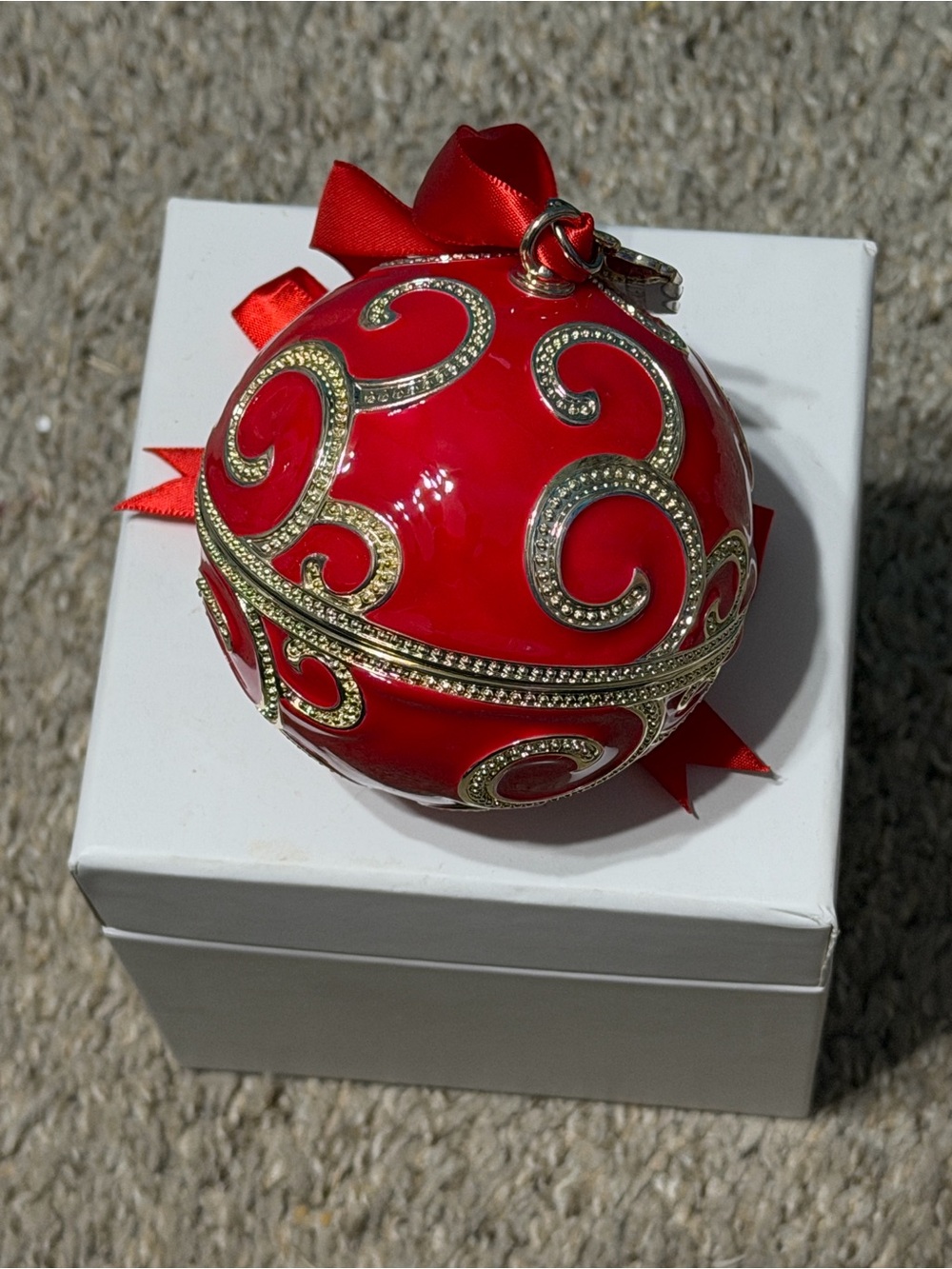 Pandora Red and Gold 2017 Swirl Holiday Ornament